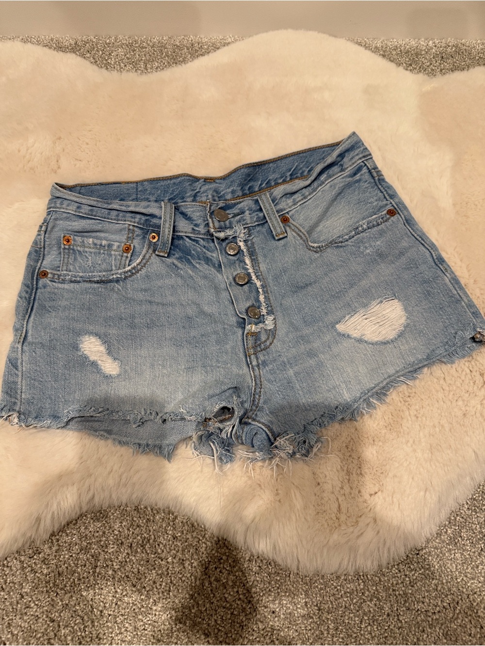 Women's Levi 501 exposed button fly shorts